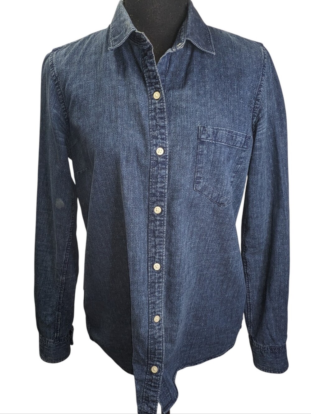 GAP Dark Blue Denim Women's Button-Down Shirt Casual Cozy Size M